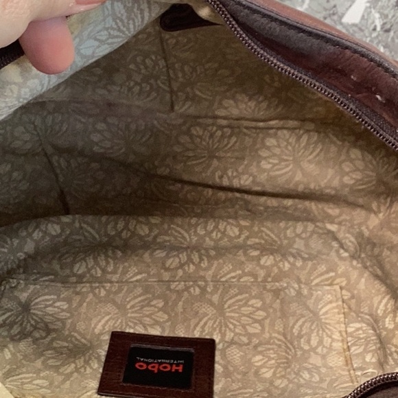 Hobo Brand Chic Brown Leather Hobo Bag with Scarf Accent, good used condition. - Picture 10 of 15